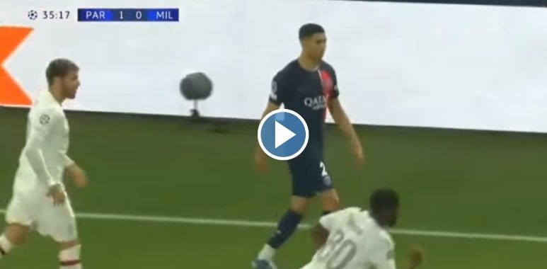 بالفيديو تحركات أشرف حكيمي أمام ميلان في دوري أبطال أوروبا