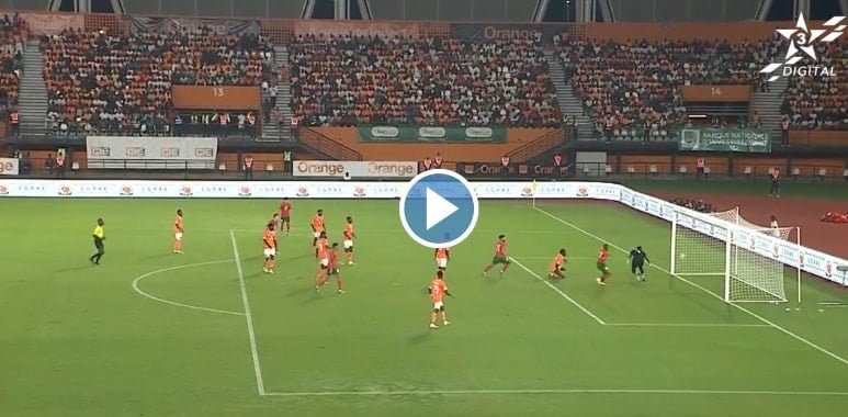 فيديو هدف تعادل المنتخب المغربي أمام كوت ديفوار